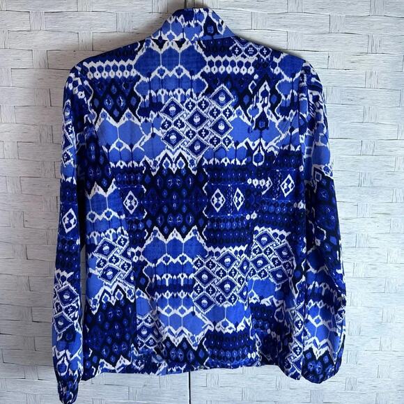 CHICO’s Zynergy lightweight zip up jacket, blue, & white coastal granny, blazer - Picture 2 of 9